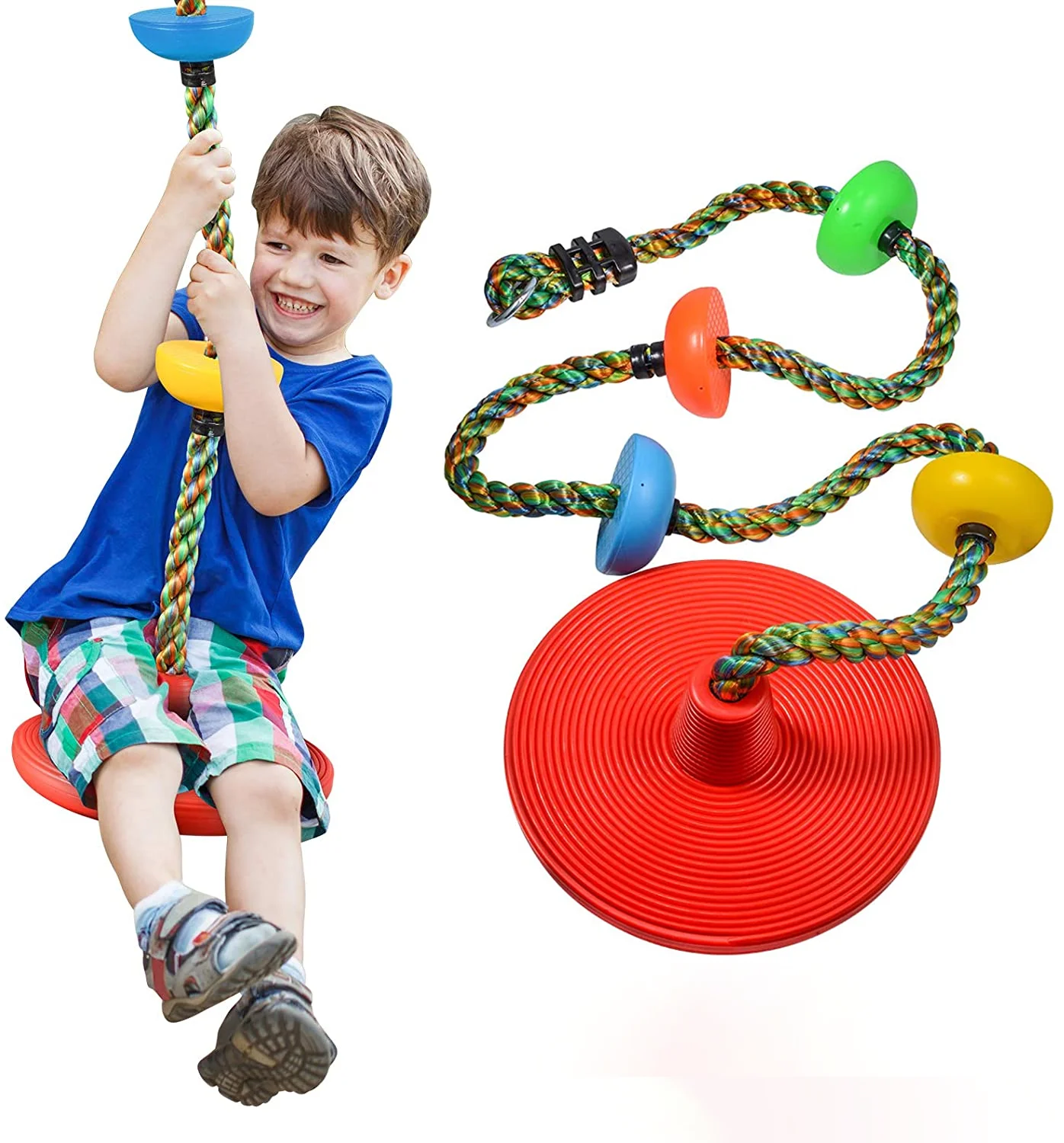 Wholesale cheap outdoor children plastic disk round monkey swing kids single swing