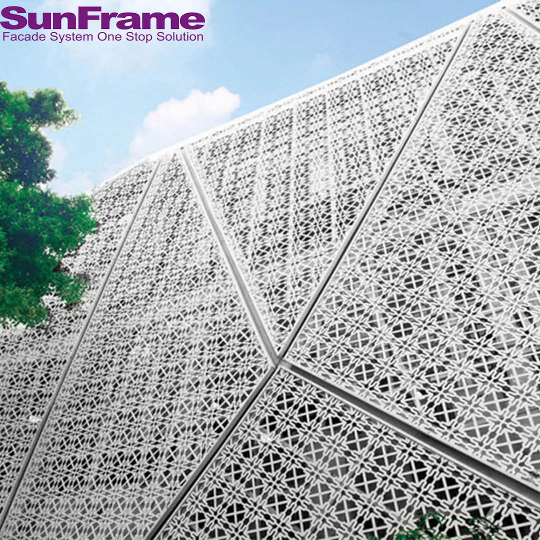 Modern Aluminum Carved Curtain Wall Panel Outdoor Decorative Facade Cladding Villas Engraved Perforated Sheet Panel Hotel