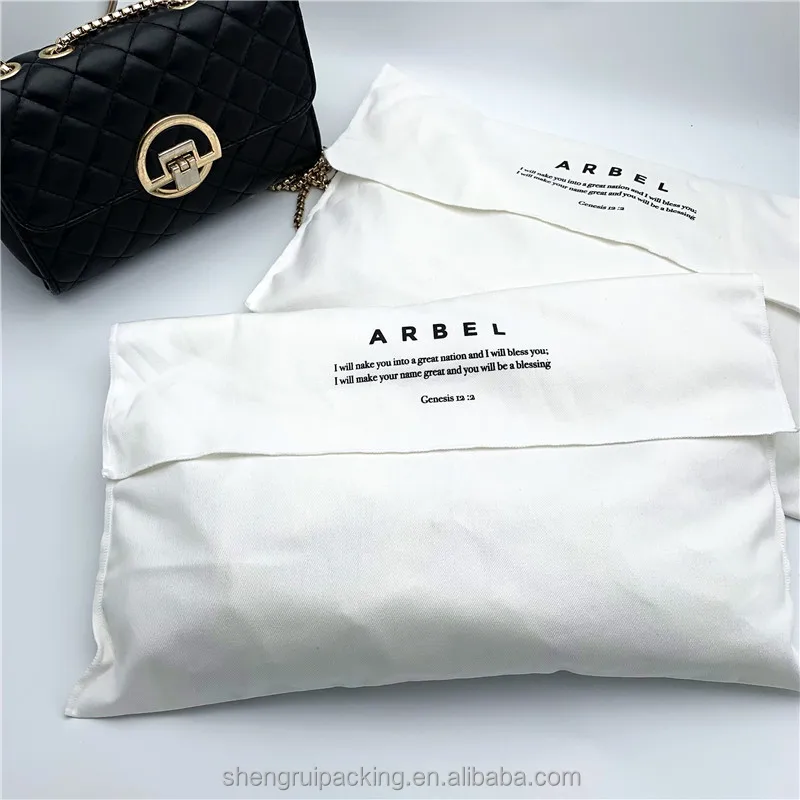 Customized White Cotton Envelope Bag for Handbags Luxury Dust Bag for Clothing Shoes Wholesale