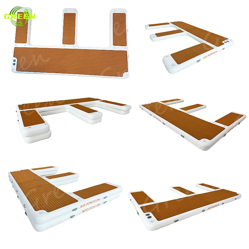 Green dock float drums inflatable pontoons platform inflatable water floating jet ski dock for jet ski