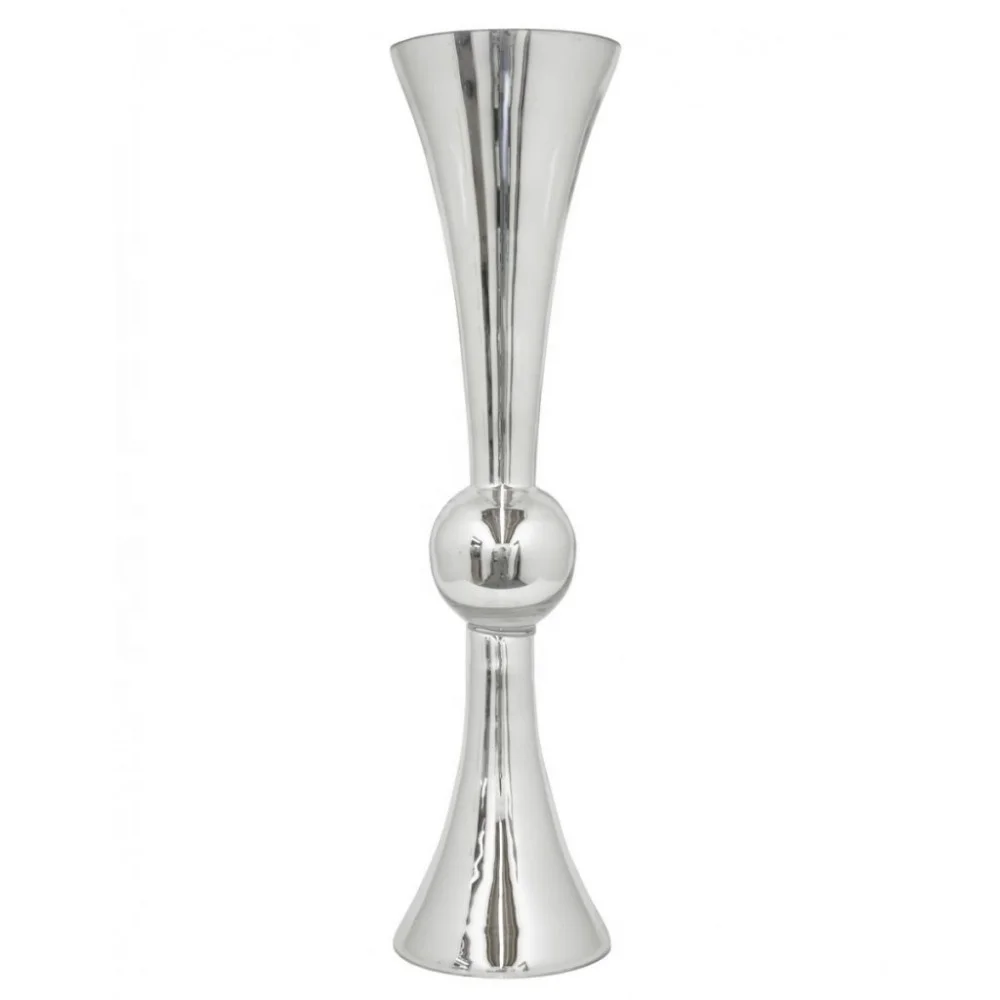 
Large Silver Mercury Reversible Trumpet Glass Vases For Wedding decoration 
