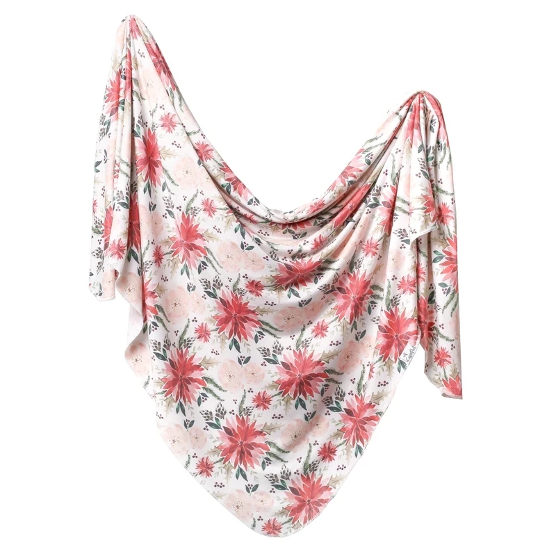 New popular Baby 100% Organic bamboo blanket  baby adjustable easy swaddle blanket watercolor flower