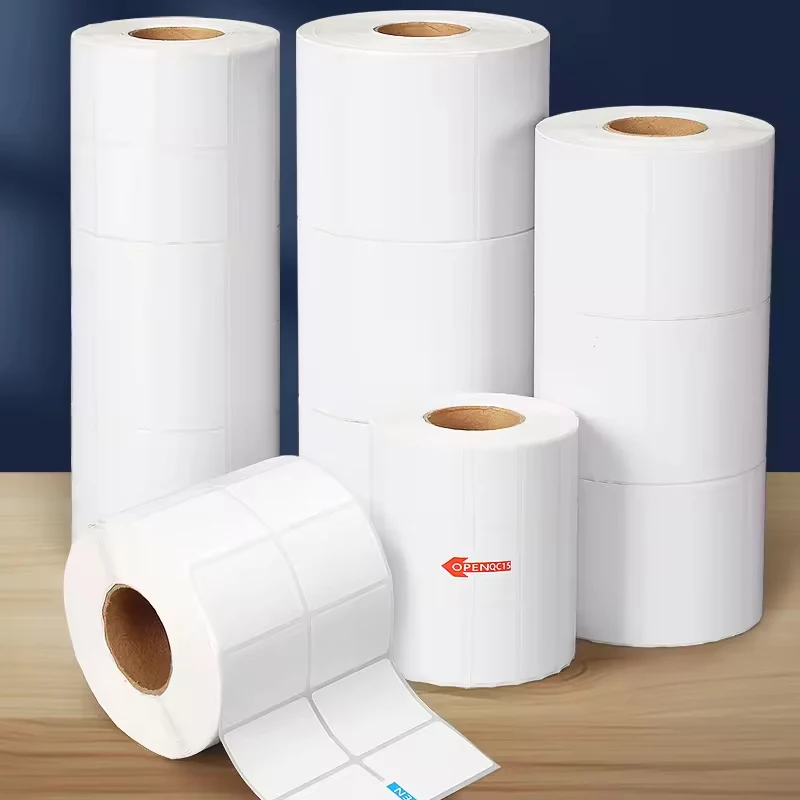 direct thermal adhesive transfer customized barcode thermal print jumbo roll label sheet 4x8 4x6 75x120 blank shipping label