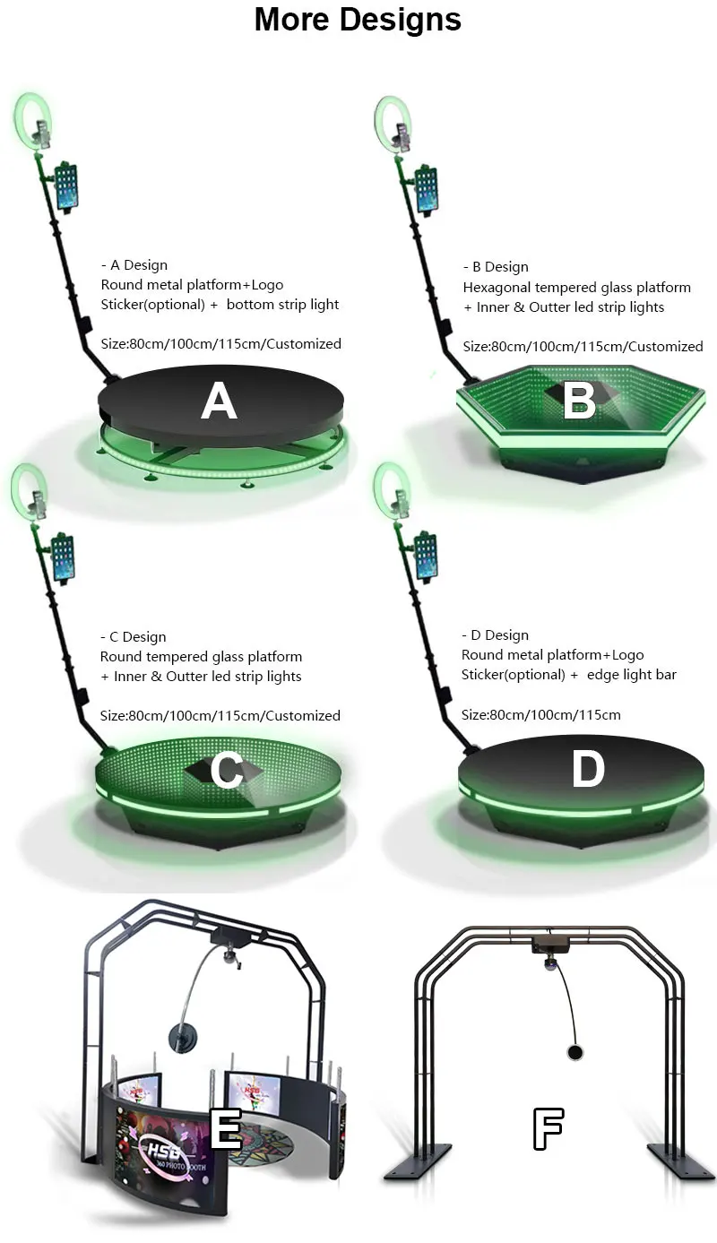 68 80 100 120 Cm Portable Selfie 360 Spinner Degree Platform Business Photobooth Camera Vending Machine Video Booth 360 Photo Booth Machine