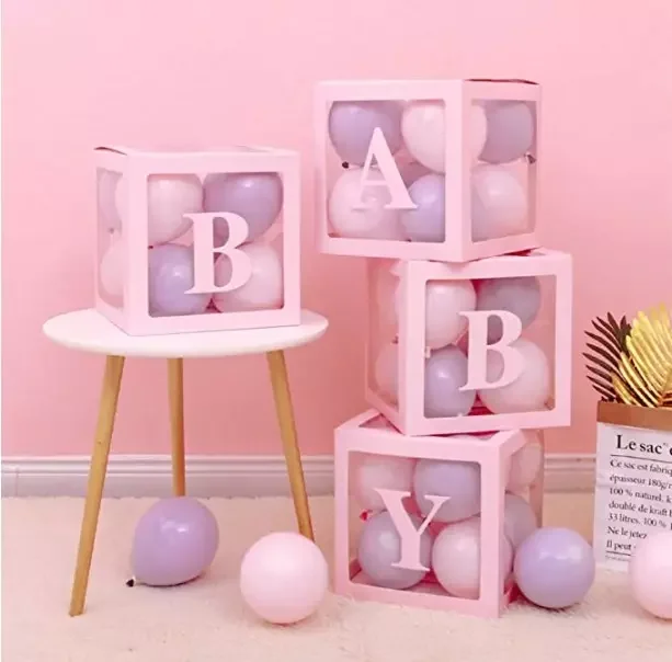Balloon Box Baby Shower Party Set Gender Reveal Boys Girls Love Baby Shower Boxes Paper Letter Box Custom Letter