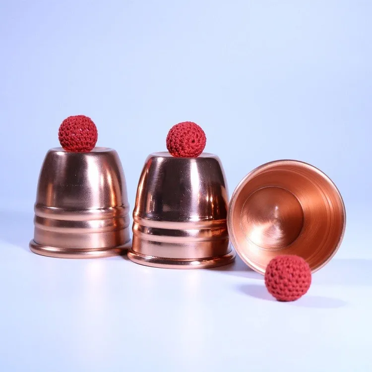 Super Professional Brass Three Cups and Balls (Large) Magic Tricks Close Up Magia Illusions Gimmick Props Mentalism Magicain