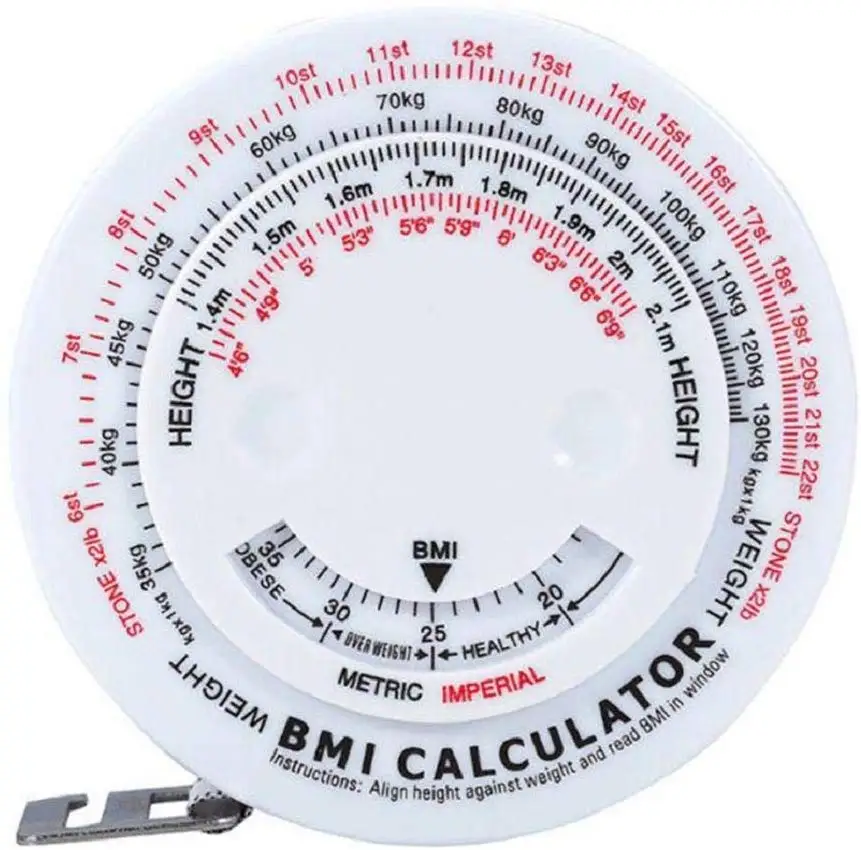 BMI Body Mass Index Retractable 1.5m Measuring Tape Diet Weight Loss Calculator Tape Measure Tools Logo Custom