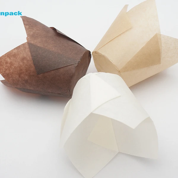 Brown EU Greaseproof Paper baking cups  tulip Muffin paper liners cupcake liners