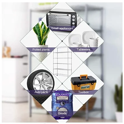 NSF China Wholesale 6-Shelf Shelving Storage Unit, Chrome Silver Metal Organizer Wire Rack  With Wheels