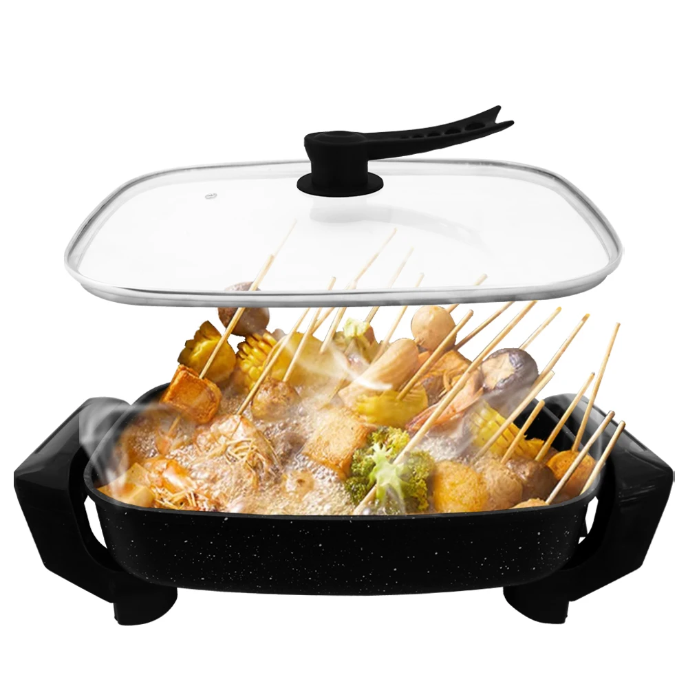 Wholesale Multi Function New Large Capacity Non Stick Hotpot Indoor Big Square Electric Fast Cooker Soup Hot Pot for Cooking