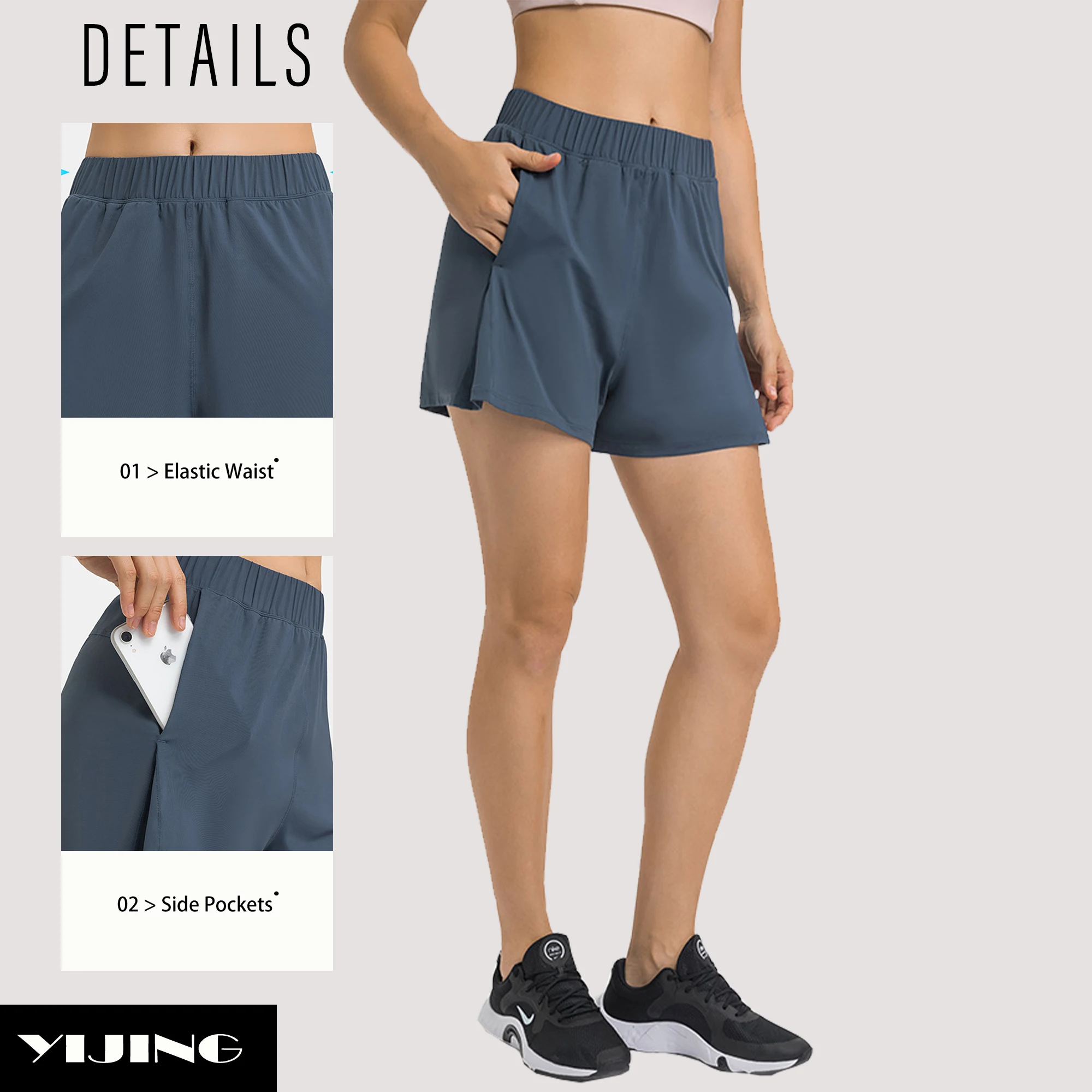 New Fashion Women Workout Gym Warm-Up Shorts High Waist Casual Loose Polyester Spandex Yoga Shorts For Women