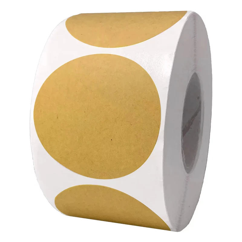 500 Piece Round Stickers Price Tags Roll Customized 2x2 Inch Brown Stickers Self Adhesive Kraft Paper Labels for Small Business