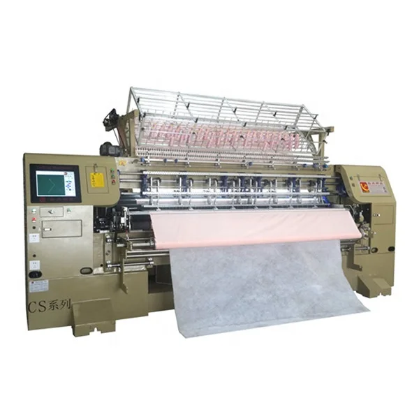 Computerized multi-needle lock stitch quilting machines for quilters