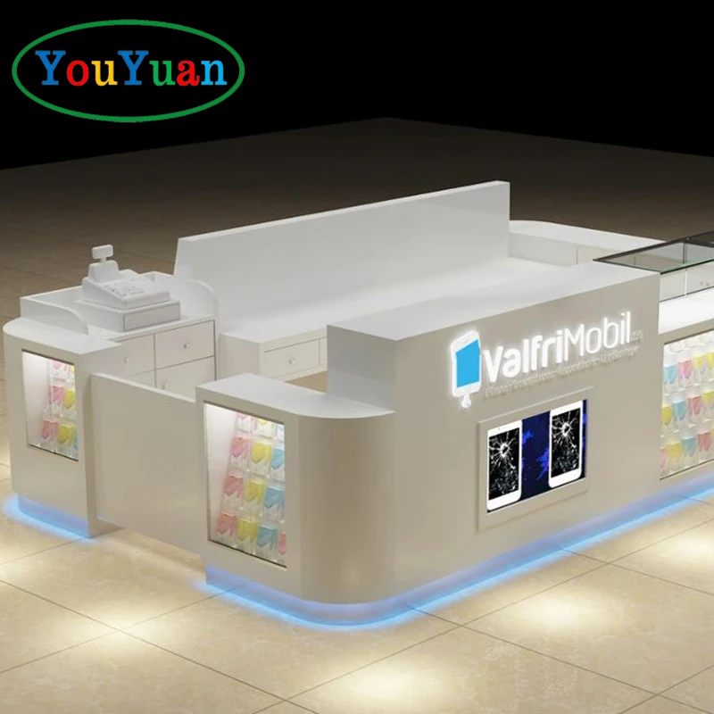 Modern Accessories Glass Mobile Phone Case Display Showcase Custom Shopping Mall Kiosk for Cell Phone
