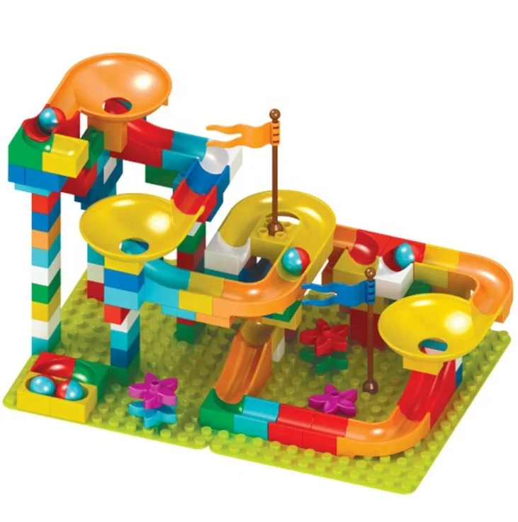 DIY собрать 55-162pcs пластиковый наклонный лоток шарики прокатки развивающие Marble Run «трек ABS большой конструкторных блоков Детские кубики комплект для