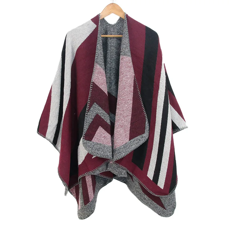 New European and American Fashion Leopard Print Imitatio n Cashmere Ladies Scarf Jacquard Split Thickened Large Cloak