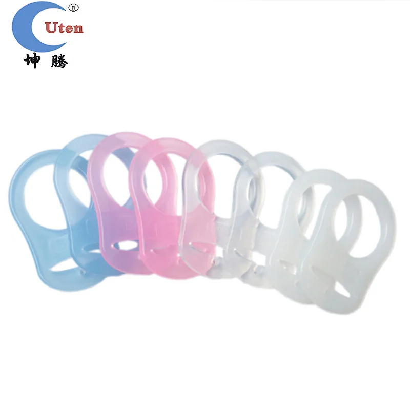 Cuten wholesale pacifier accessories  Made From Food Grade Silicone Baby Mam Pacifier Dummy Clip clear Adapter Ring