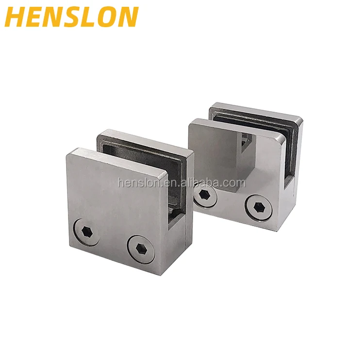 
Square glass clamp for stainless steel stair handrail fittings with flat or arc bottom 7109-7110 