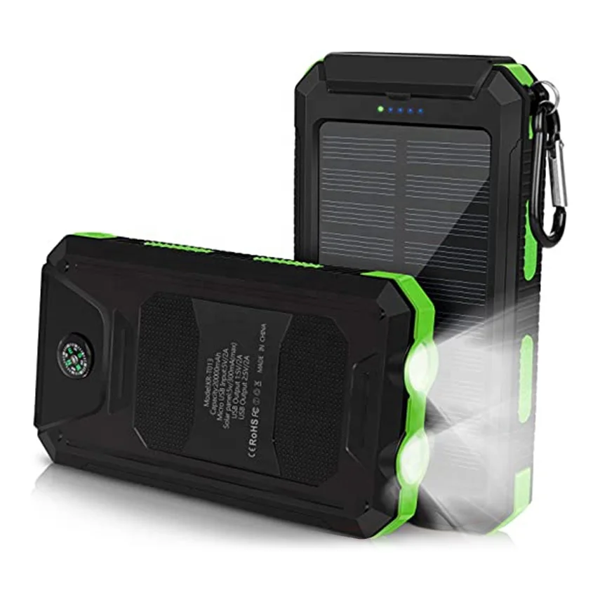 20000mAh портативный солнечный внешний аккумулятор с 1 5 W эффективная Солнечная Круглая Панель светодио дный фонарик 2 выхода порта кемпинг солнечное зарядное