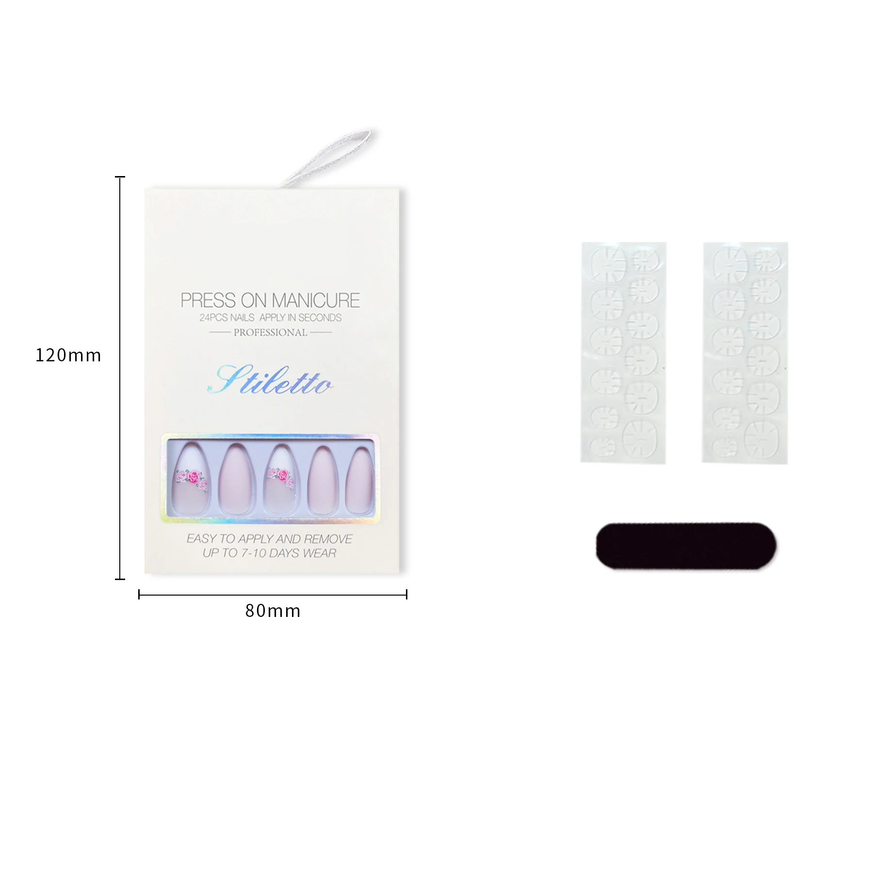 Pink Nail Salon Supplies Press On Nails Almond Shape Matte False Nails 24 Pcs Packing