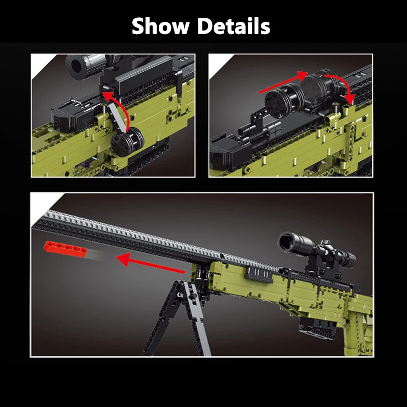 Gun Series 14010 Game Weapons Equipment AWM Sniper Rifle Block Gun Model Boy Educational Assemble Building Block Plastic Toy
