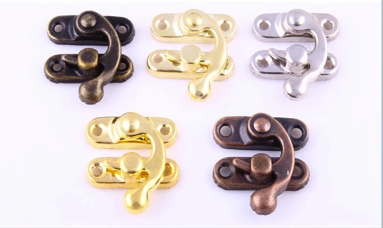 Small Hook Lock Shackle Horns Hasps Buckle Decorative Latch Metal Clasp for Wooden Jewellery Box Cabinet Furnitures