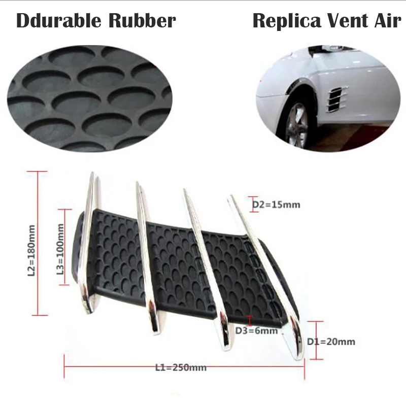 Drop shipping 3D Decoration Car Air Flow Fender Shark Gills Side Vent Mesh Car Stickers Auto Other Exterior Accessories