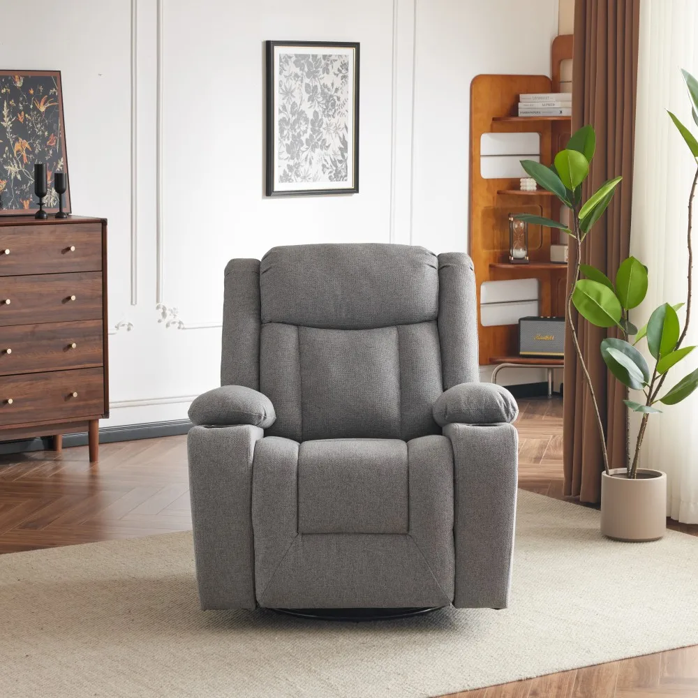 Sans Hot Sale Living Room Gray Fabric Sofa Reclinable One Seat Glider Recliner Chair
