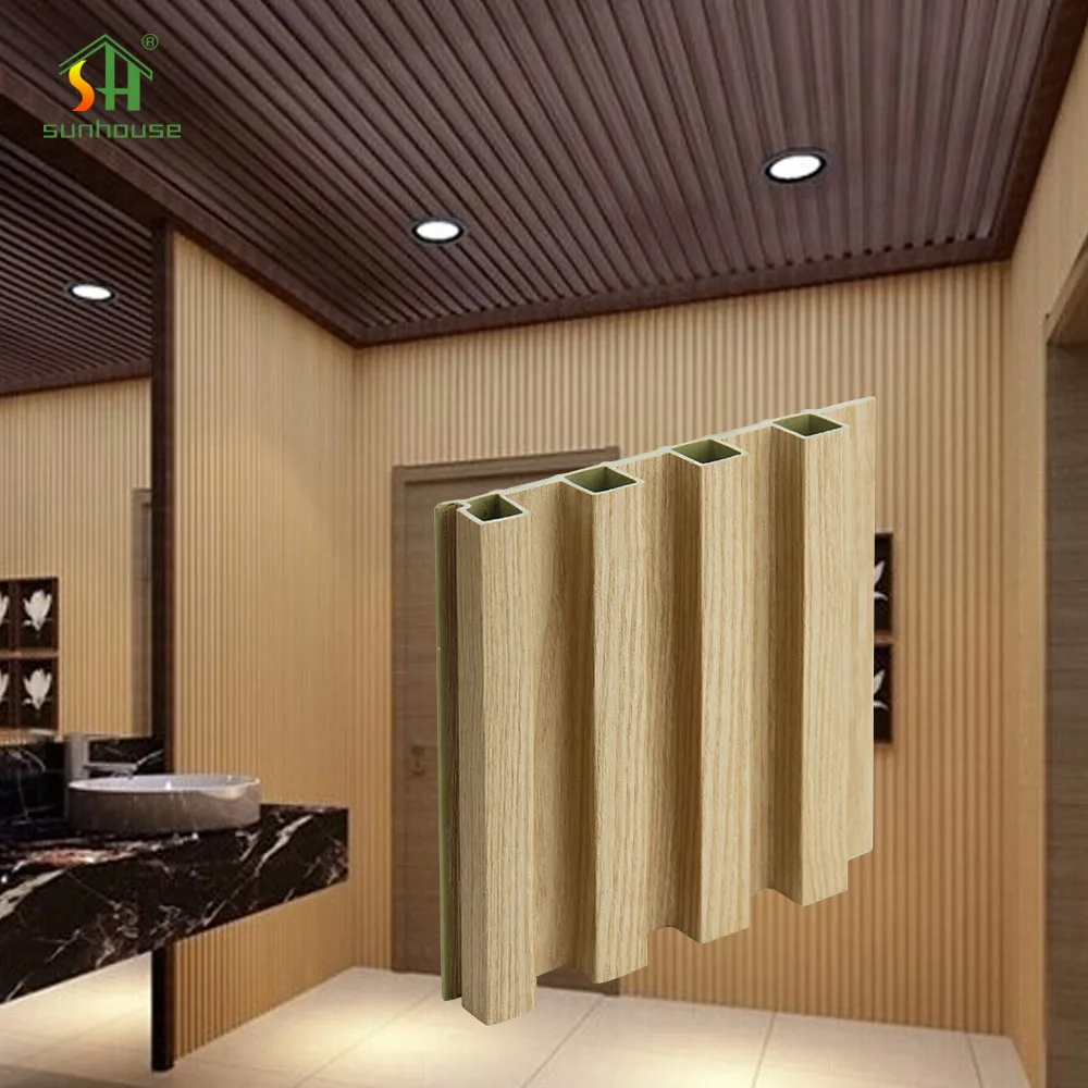 Modern Design Sunhouse Easy To Install Mosisture Resistance Interior Decoration Wpc Fluted Wall Panel