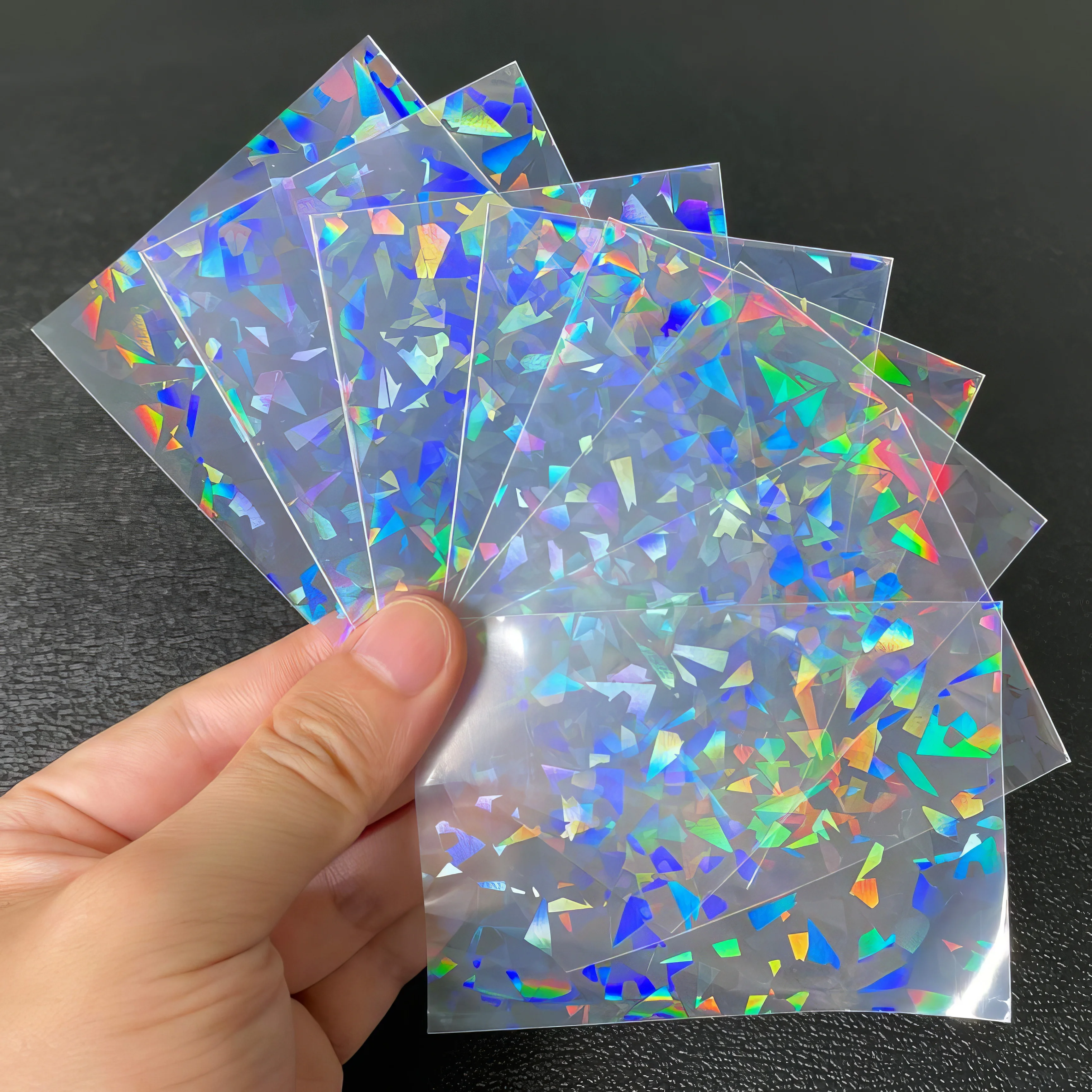 Custom Size 3x4  Transparent clear Laser Flash Hologram Holographic Thin Penny Gift Heart Kpop photocard Card Sleeves