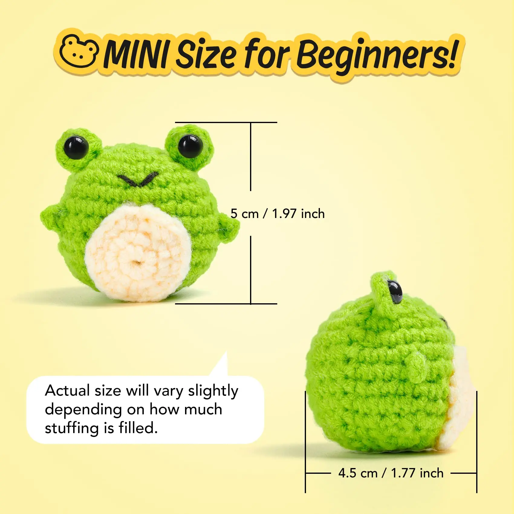 Crochet Kit for Beginners Frog Crochet Set - Step by Step Video Tutorials Soft Yarn Hook - Crochet Kit for Complete Beginners
