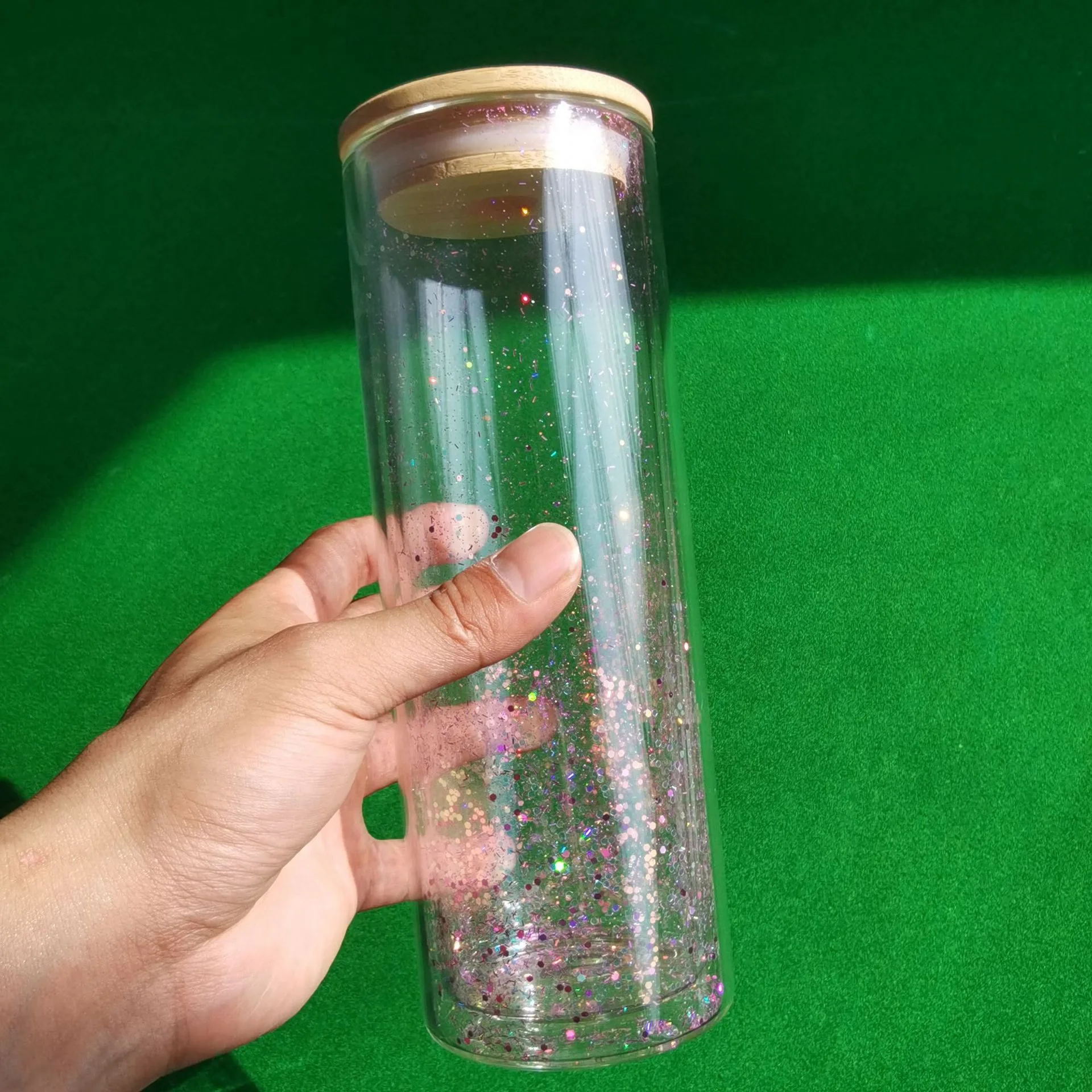 16oz clear Glass Straw Handle  Single Wall  Sublimation Mason Jar