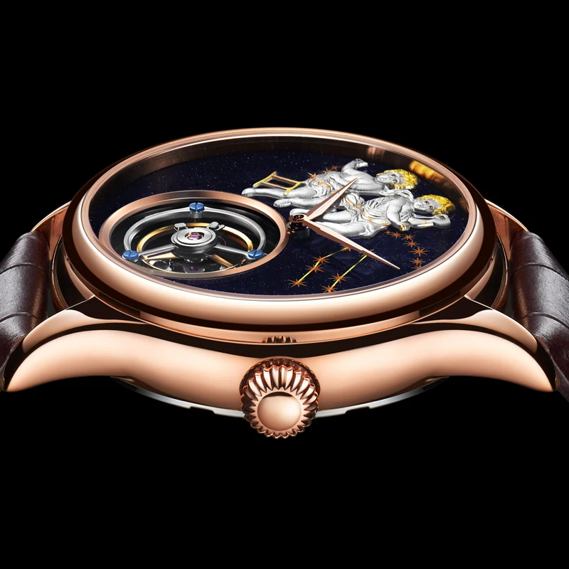 GUANQIN 2020 реальные Tourbillon Механическая рука Ветер мужские часы лучший бренд класса люкс с принтом «близнецы» Часы золотистые сапфир Relogio
