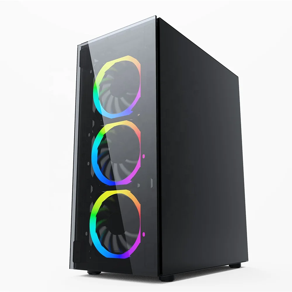  Лидер продаж игровой компьютерный чехол с полным стеклом ATX средней башни для