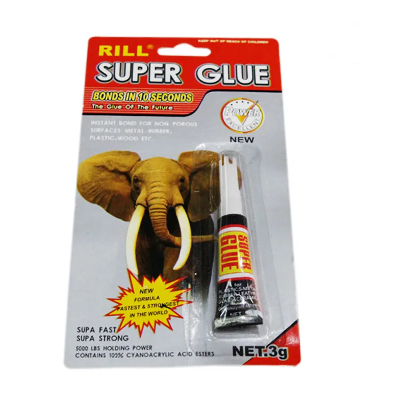 RILL brand one tube in blister 502 instant super glue elephant  fast dry 502glue  cyanoacrylate adhesive