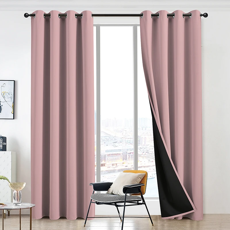 Physical high shading pink curtains thickened Munich insulated bedroom curtains