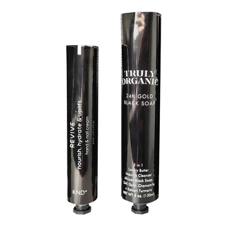 Мужские мини-тубы для ухода за кожей, Алюминиевые косметические тубы 4 унции, складной крем для рук, металлическая туба, черная косметическая упаковка