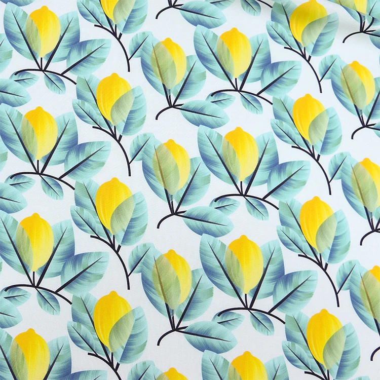 2020 New design low price yellow flower woven rayon printed fabric for home textile