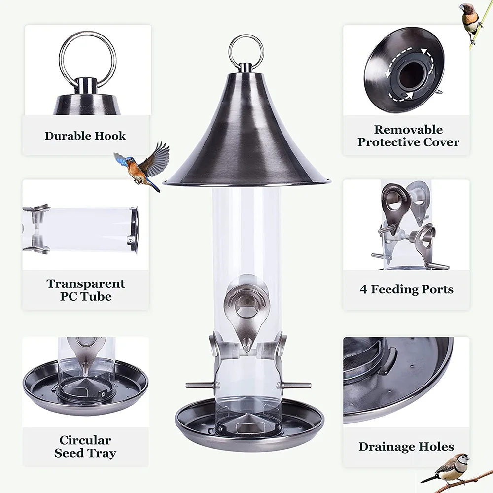 Bird Feeders for Outside Hanging Metal Parts Tube