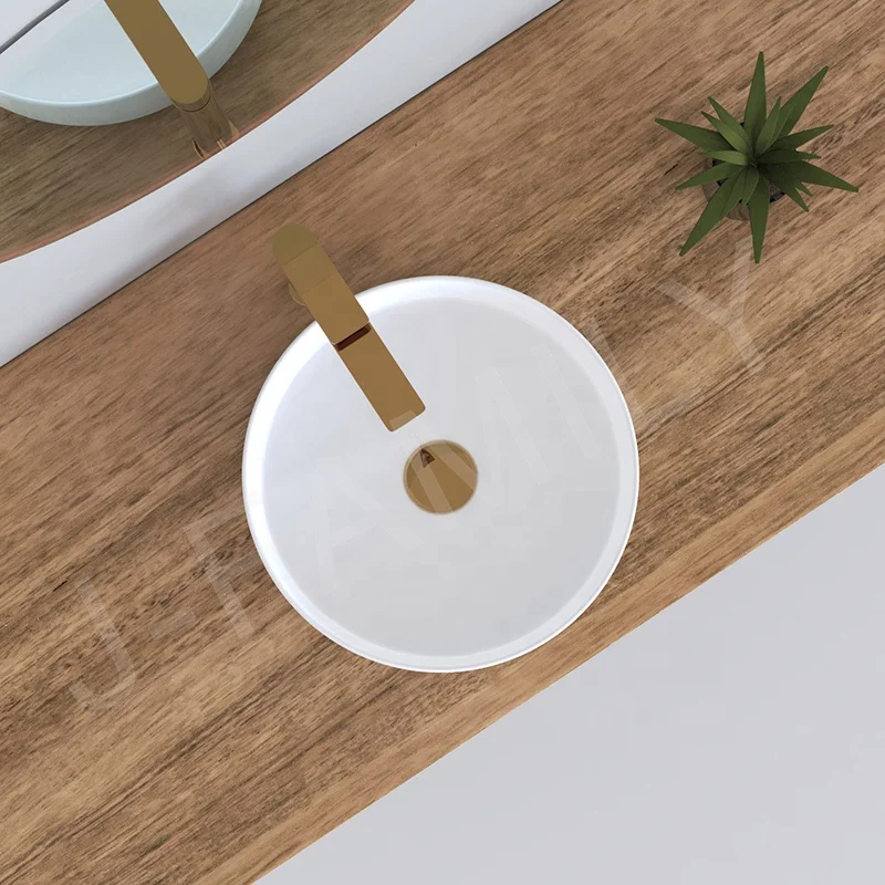 Slim Edge Bathroom Sink Ceramic Round Wash Basin Decoration Above counter