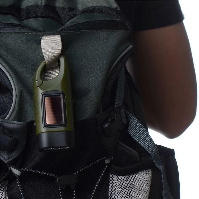 Hand Crank Solar powered Flashlight Outdoor Rechargeable Dynamo flashlight Survival torch lamp