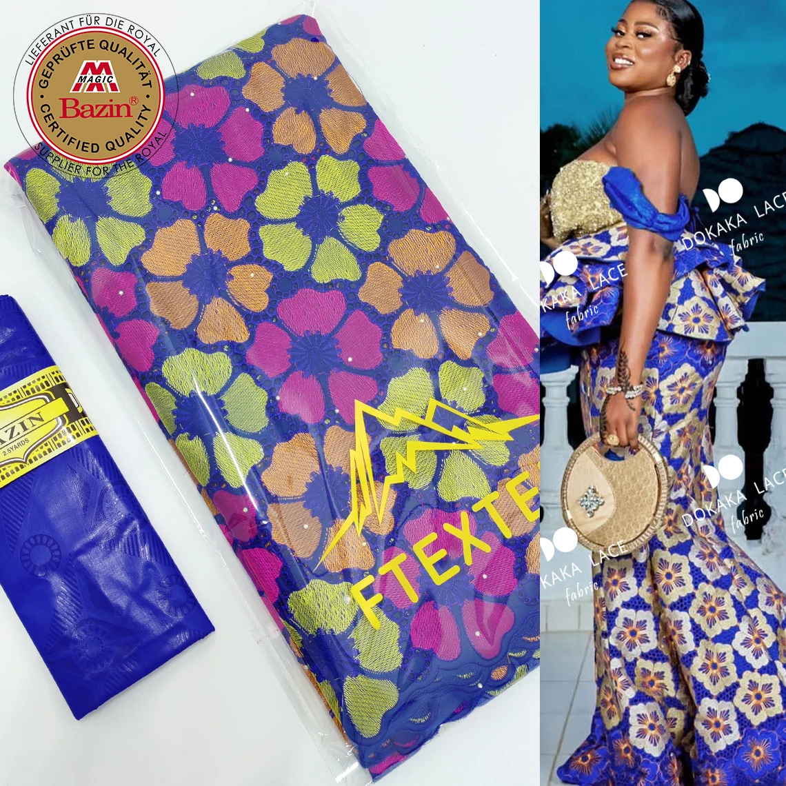 2.5+2.5 Yards Bazin Brode Lace Fabric And Embroidery Swiss Voile Lace In Switzerland For Party Dresses Top Quality Dry Laces