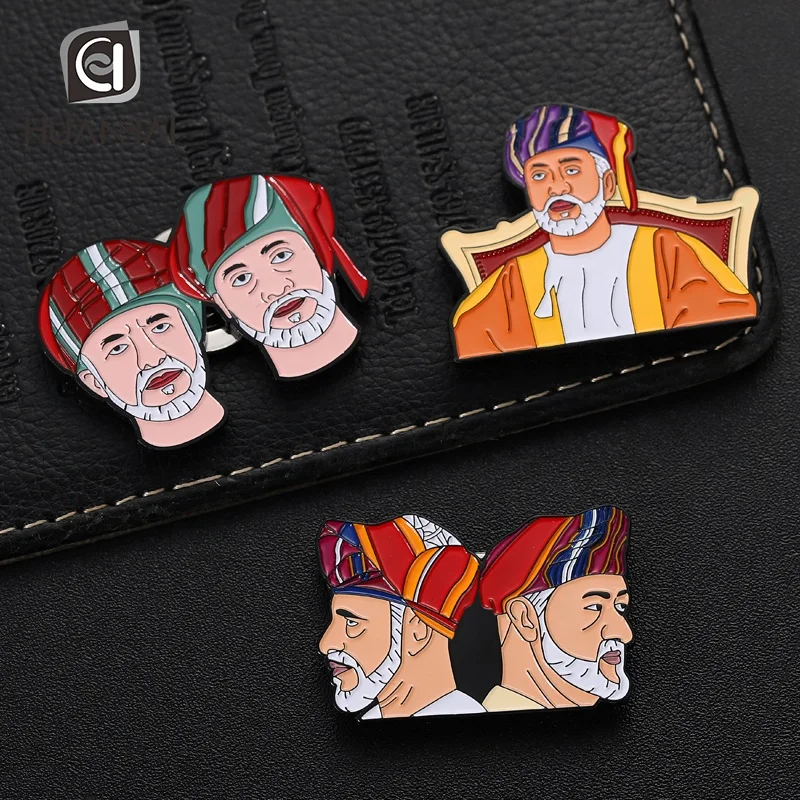 customized similar design black nickel metal soft enamel logo oman national day lapel pin badge