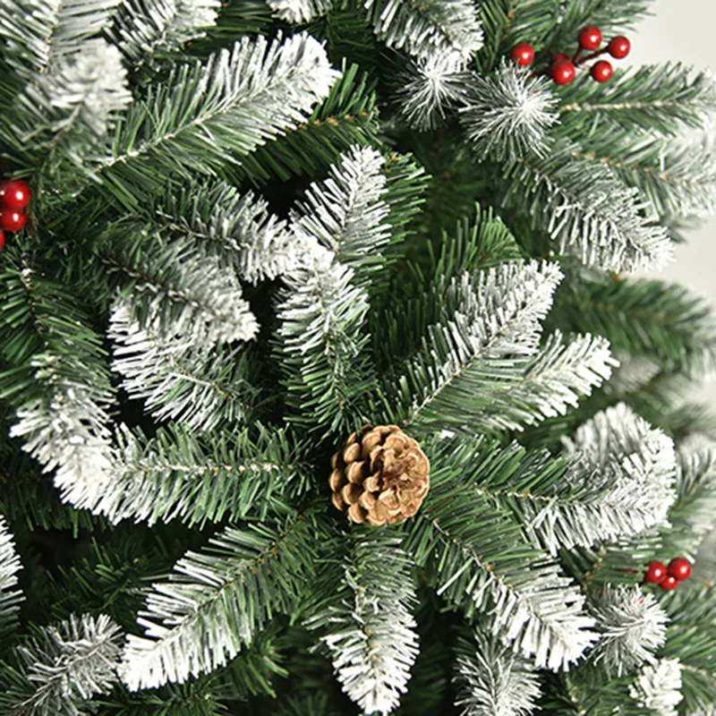 Artificial Flocked Christmas Trees Snowy Pine Cones Red Berries Festival Ornament Outdoor Tree Decoration