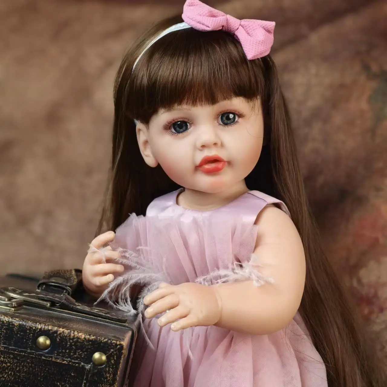 Reborn dolls silicone newborn baby girl luxury dress 55cm full silicone body baby toy for children christmas gift