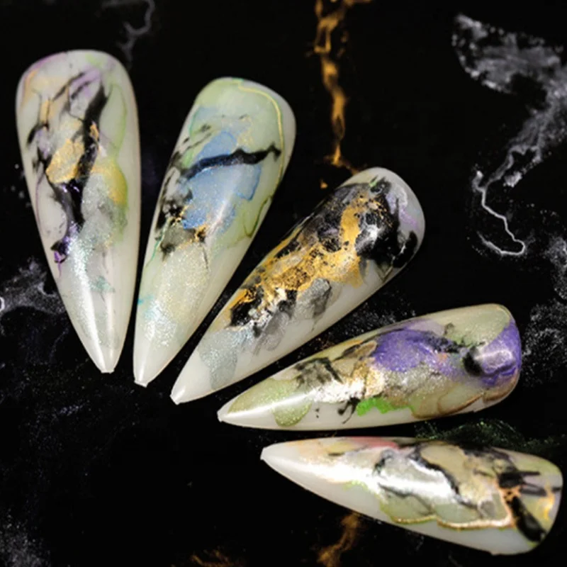 Nail Art Pearl Pigment Glitter Set Solid Metallic Watercolor Paint Chrome Powder Effect Shimmer Watercolor Nail Art