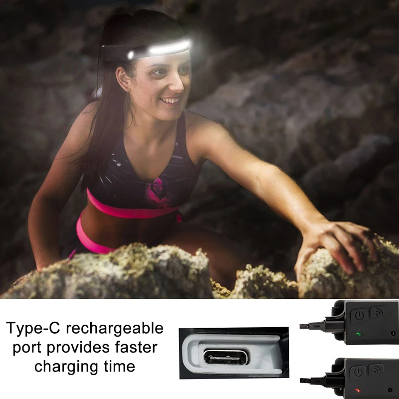 COB-светодиодный индукционный налобный фонарь на 1200 мА · ч с зарядкой от USB водонепроницаемый 5 режимов