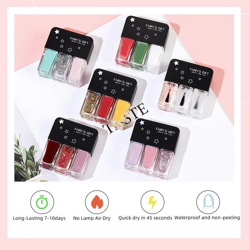 M&U 3 In 1 Nail Polish No Bake Quick Dry Uv Gel Nail Polish Long Lasting Nail Polish Gift Set 18 Colors