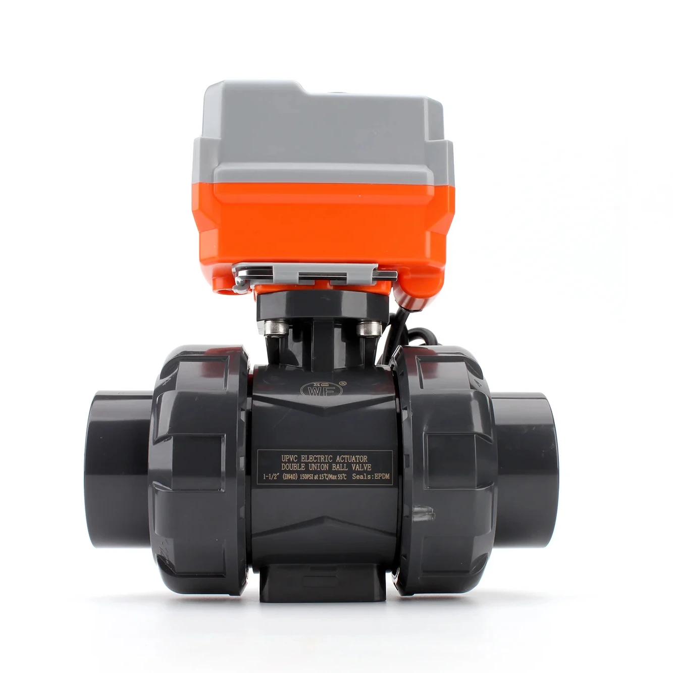 Industry using DIN/JIS/ANSI UPVC/CPVC SCH80 electric actuator PPH true union ball valve with bracket EPDM/VITON