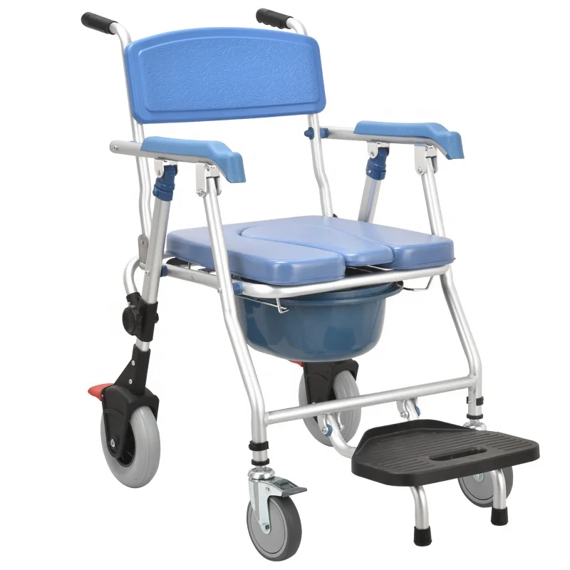 Commode Toilet Chair elderly toilet chair with wheels bathroom bath disabled mobile toilet commode chair